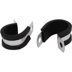 18mm Dia EPDM Rubber Lined P Clips Cable Hose Pipe Clamps Holder 2pcs