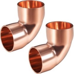 1-1/8-inch ID 90 Degree Copper Elbow Short-Turn Copper Fitting Conector for Plumbing 2pcs