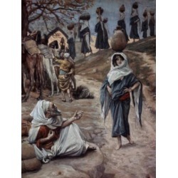 Posterazzi SAL9999940 Abrahams Servant Meets Rebecca James Tissot 1836-1902 French Jewish Museum New York Poster Print - 18 x 24 in.