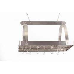 Satin Nickel Hanging Pot Rack with Grid