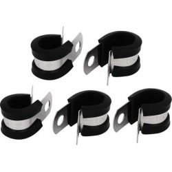12mm Dia EPDM Rubber Lined P Clips Cable Hose Pipe Clamps Holder 5pcs