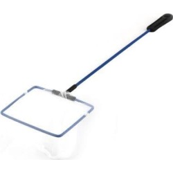 Unique Bargains 3.9' x 3.2' Portable Handle Landing Net Fishing Fish Angler Mesh Aquarium Fish Tank Goldfish Shrimp Blue