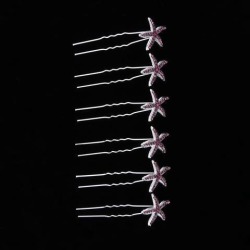 Crystal Hair Pins Rhinestone Hair Clips Bridal Wedding Women Hair Jewelry Purple Star