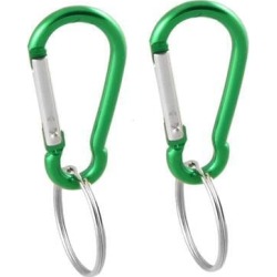 Unique Bargains Unique Bargains 2 Pcs Couple Spring Loaded Gate Green Carabiner Hook D Shape Keychain