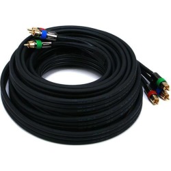 Monoprice 25ft 18AWG CL2 Premium 3-RCA Component Video/Audio RG-6/U Coaxial Cable - Black