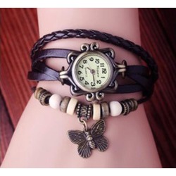 Hot Sales butterfly pendant Cow Leather watch women ladies Fashion dress quartz wrist watch