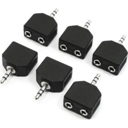 Unique Bargains 6 Pieces 3.5mm Stereo Audio Plug to 2 Port 3.5mm Jack Splitters Adapters