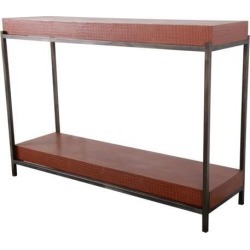 Metal Framed MDF Console Table, Brown & Black