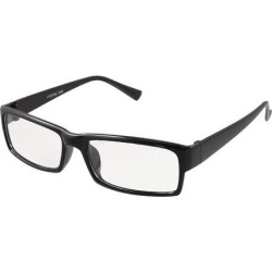 Women Rectangle Clear Lens Black Plastic Rim Plain Glasses Spectacles