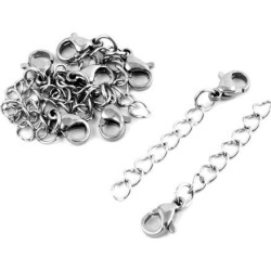 Necklace Metal Lanyard Hook Bracelet Lobster Clasp Connector Silver Tone 8 Pcs