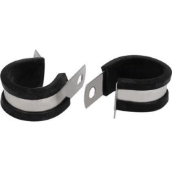 24mm Dia EPDM Rubber Lined P Clips Cable Hose Pipe Clamps Holder 2pcs