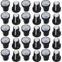 30Pcs 14.6mm x 17mm Plastic Potentiometer Volume Control Rotary Knob Cap White