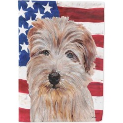 Norfolk Terrier with American Flag USA Flag Garden Size SC9640GF