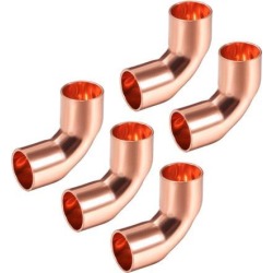 3/8-inch ID 90 Degree Copper Elbow Short-Turn Copper Pipe Fitting Conector for Plumbing 5pcs