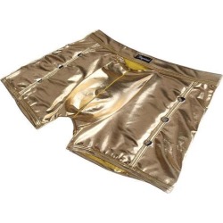 Men's Sexy Underwear Solid Common Bronzing Slim Night Pants XXL Gold Yellow
