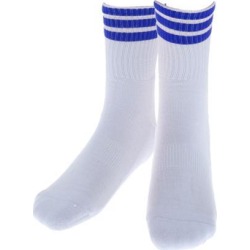 Stripe Sports Running Football Soccer Elasticity Short Socks White Blue