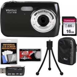 Vivitar ViviCam S126 Digital Camera (Black) with 16GB Card + Case + Tripod + Kit