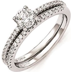 Sterling Silver & CZ Brilliant Embers 2 Piece Wedding Ring Set
