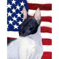 Carolines Treasures SS4054GF 11 x 15 in. USA American Flag with Rat Terrier Garden Size Flag