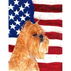 Carolines Treasures SS4020GF 11 x 15 in. USA American Flag with Brussels Griffon Garden Size Flag