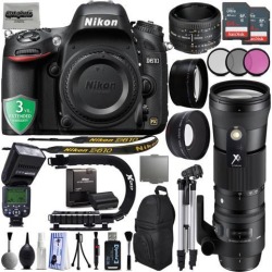 Nikon D610 24.3MP 1080P DSLR Camera w/ Wi-Fi & GPS Ready + 4 Lens - 21 to 600mm - 128GB - 30PC Kit + Nikon 50mm D - Sigma 150-600mm f/5-6.3 OS HSM.