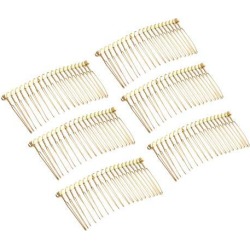 6pcs DIY Blank Metal Hair Clips Side Comb 20 Teeth Hair Accessories Gold
