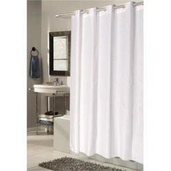 Carnation Home Fashions Shower Stall-Sized, EZ-ON Checks Polyester Shower Curtain in White