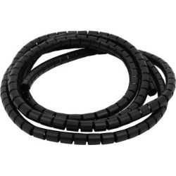 Flexible Spiral Tube Cable Wire Wrap Black Manage Cord 10mm Dia x 2 Meter Long with Clip