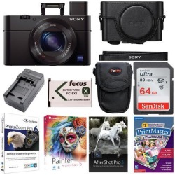 Sony DSC-RX100M3/B RX100 III Cyber-shot Digital Camera with Premium Jacket Case + 64GB SDHC Card + Accessory Bundle