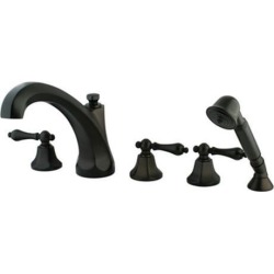 Three Handle Roman Tub Filler with Hand Shower in Oil Rubbed Bronze by Kingston Brass