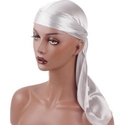 Bright Soft Silky Chemo Scarf Cap Muslim Turban Hat Durag Headwrap Black