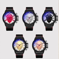 Men Sport Fashion Hollow Skull 3D Design Big Dial Wrist Watch Casual Quartz Watch Black skull