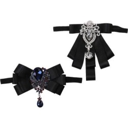2x Adjustable Men Groom Wedding Black Tuxedo Necktie Bow Tie Accessories
