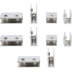 Home Zinc Alloy Door Glass Clamp Brackets Fixing Clip Holder Silver Tone 10 in 1