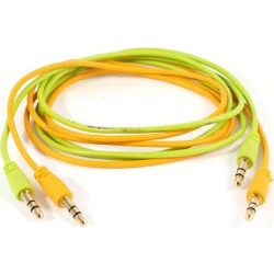 Unique Bargains 2 x Green Orange 3.5mm Plug Male to Male Extension Stereo Audio AUX Lead Cable
