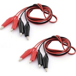 Double Line 4 Clamp Battery Booster Jumper Test Wire Clip Cable 1.5M Long 2pcs