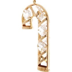 New Matashi CT0138 24K Gold Plated Candy Cane Ornament Made with Genuine Matashi Crystals