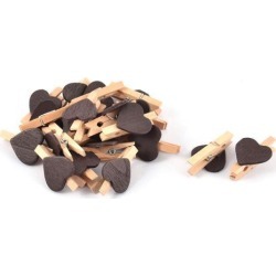 Card Photo Clothes Love Heart Mini Wooden Clip Clothespin Pegs Black 20pcs