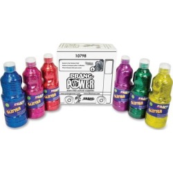 Prang Power Glitter Paint Set - 16 fl oz - 6 / Set - Glitter Red, Glitter Blue, Glitter Pink, Glitter Purple, Glitter Ye