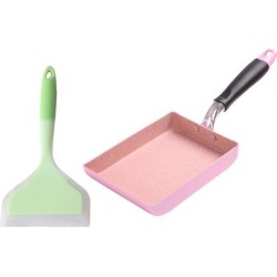 Non Stick Fry Pan Steak Breakfast Skillet with Silicone Spatula Turner Set
