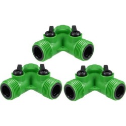 Garden Water Hose Splitter 2 Way Y Connector, Bolted and Threaded, ABS Plastic, 3 Pack