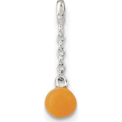 Sterling Silver Yellow Enameled Bead 1/2in Dangle Enhancer