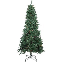 9' Pre-Lit Slim Pine Artificial Christmas Tree - Multi-Color Lights