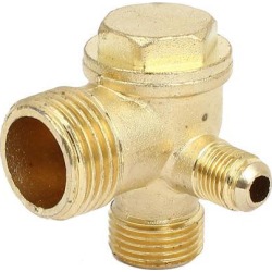 3/8BSP x 1/2BSP x 1/4BSP Male Thread Metal Air Compressor Check Valve Gold Tone