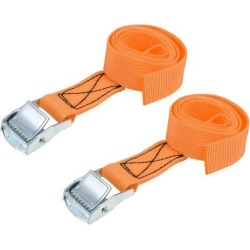 0.8M x 25mm Lashing Strap Cargo Tie Down Straps w Cam Lock Buckle 250Kg Work Load, Orange, 2 Pcs