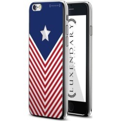 LUXENDARY US GLAG THEMED CLEAR BLUE AND RED ARROW LINES DESIGN CHROME SERIES CASE FOR IPHONE 6/6S