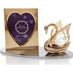 New Matashi CTFG3063 24K Gold Plated Beautiful Swan Picture Frame Made with Genuine Matashi Crystals