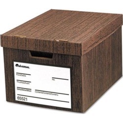 Heavy-Duty Storage Box, Letter/Legal, Fiberboard, Woodgrain, 12/Carton