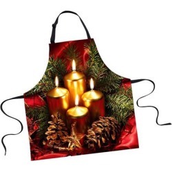 Christmas Adults Chef Apron for Kitchen Festive Cooking Baking Candle 2