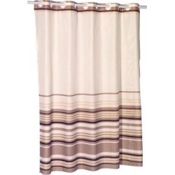 Carnation Home Fashions Living Room Decorative EZ-ON Stripes Polyester Shower Curtain in Brown